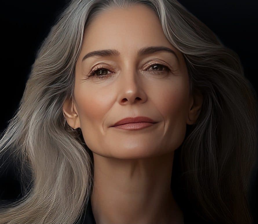 Model of elder woman with gray hair