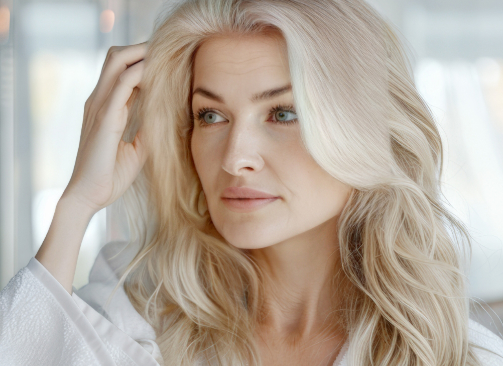Model with a hand in her hair