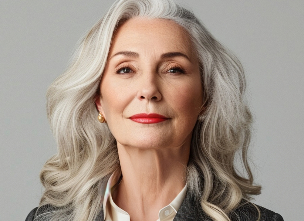Model smiling with red lip sticks