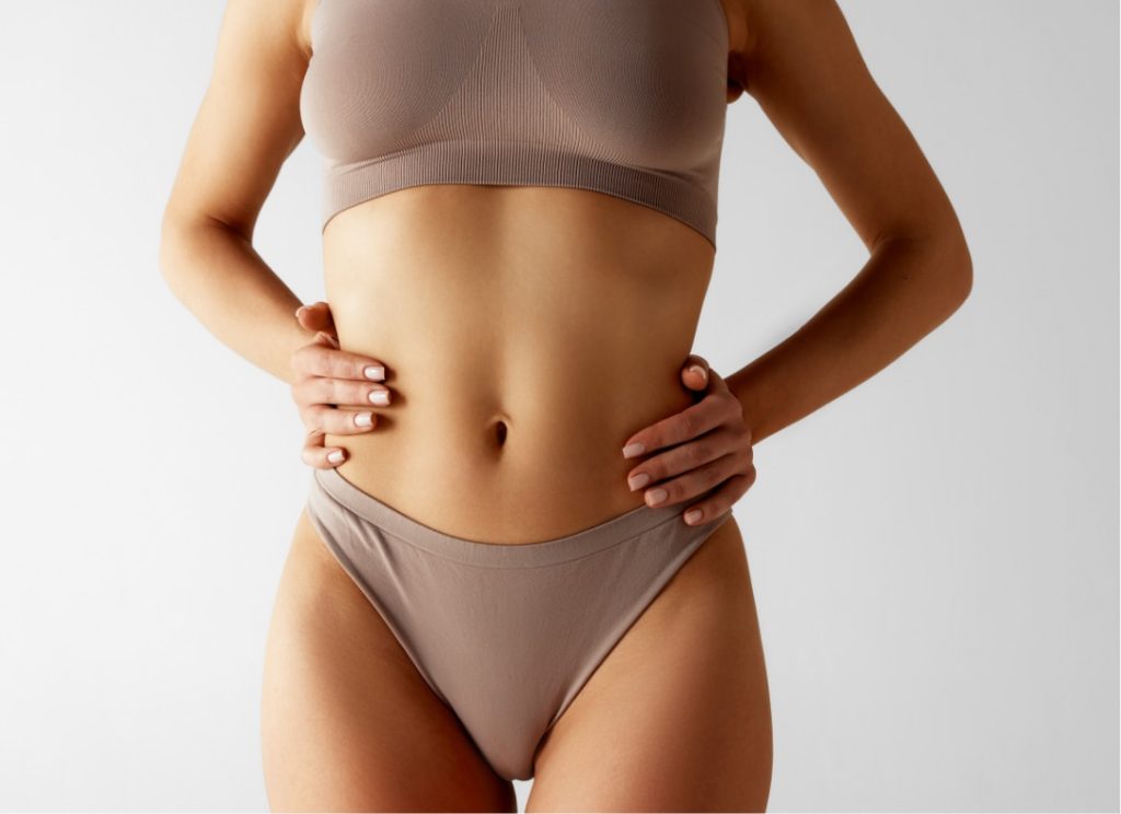 Model holding hips